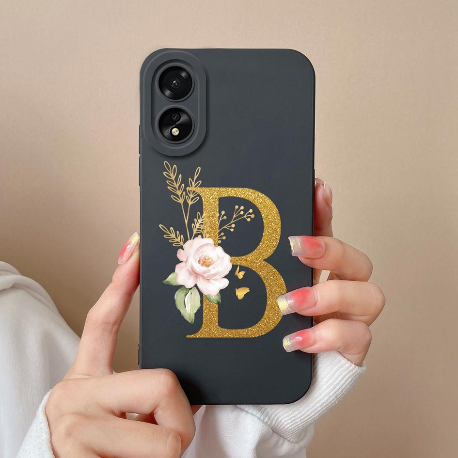 For OPPO Realme Narzo 60 Pro C51 11 Pro Plus A2 A58 A98 Phone Case Fashion Protective A-Z Flower Matte Liquid Silicone Soft Back Cover For OPPO Bumper