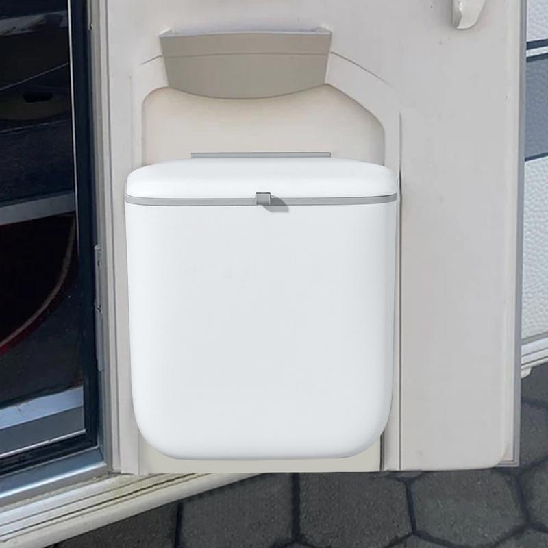 9L Collapsible Trash Can Trash Bin With Sliding Lid For RV Camping Boats Caravan Motorhome Wall Mounting Space-Saving Waste Bin
