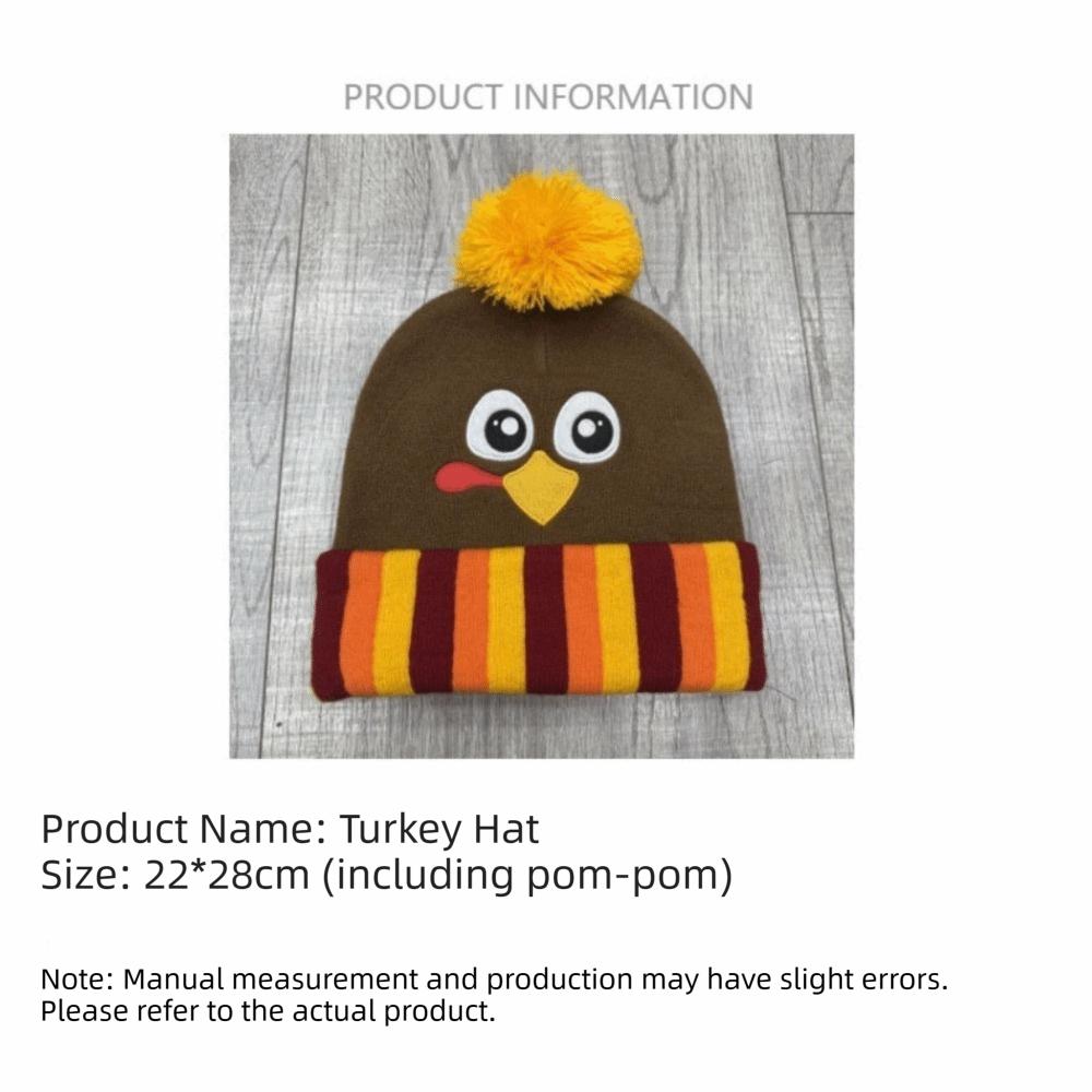 Acrylic Turkey Knitted Hat Warm Embroidered Beanies Funny Thanksgiving Hat Unisex