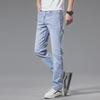 Мужские светло-голубые повседневные джинсы - летние тонкие, прямые, свободного кроя