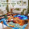 Crystal Velvet Square Rug Custom NameDemon Slayer Pattern Non Slip Home Floor Decor Rug