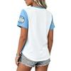 Women's Casual V Neck Short Sleeve T Shirt USA Print Top Lightweight Breathable Summer Tee for Everyday Wear