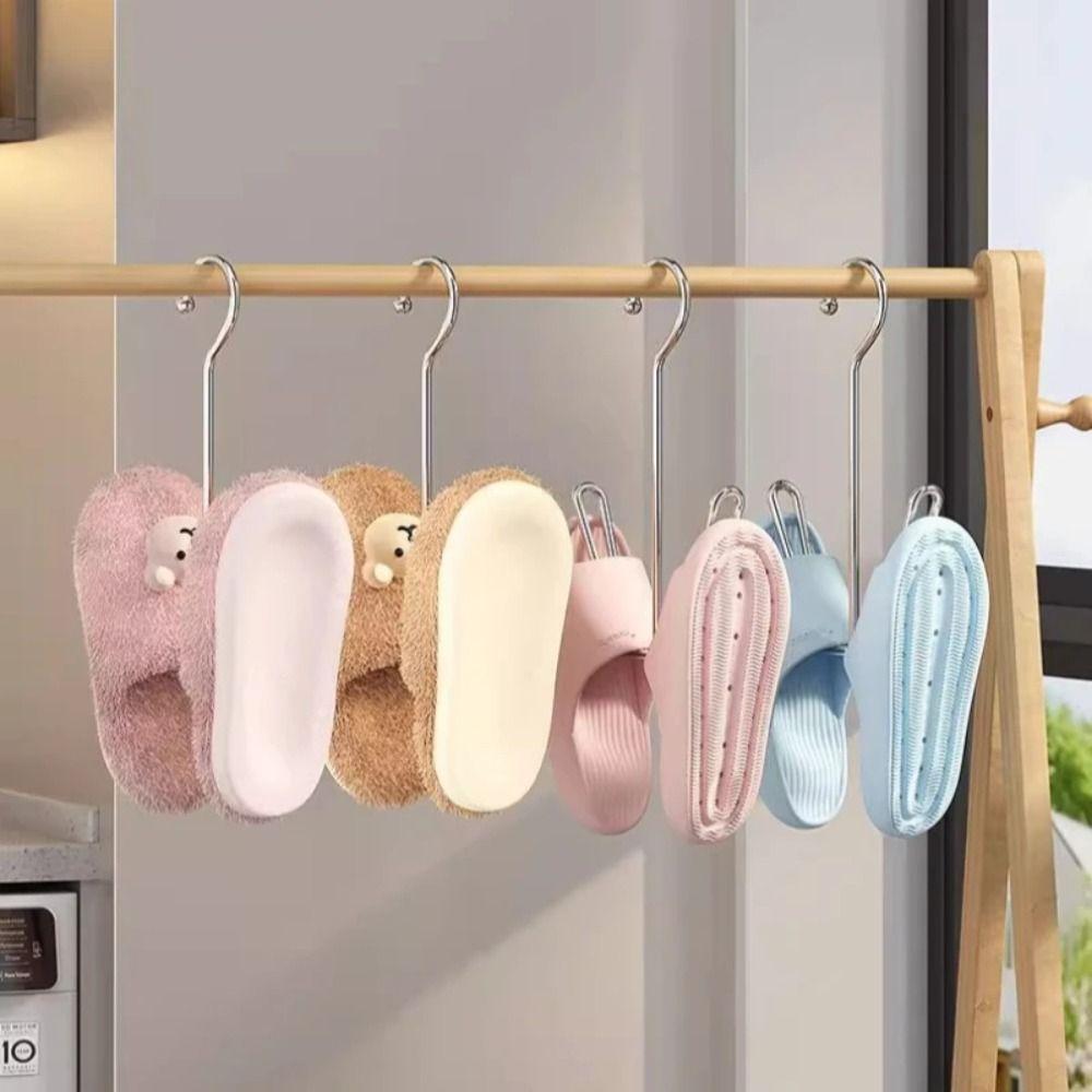 4Pcs/Pack Stainless Steel Clothes Hanger Hook Silver Storage Organizer New Shoe Drying Rack