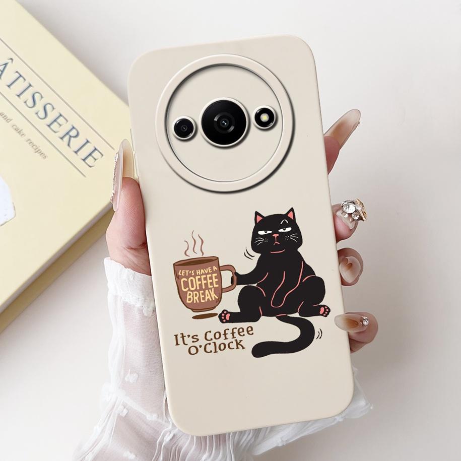 Чехол для Xiaomi Redmi A3 2024 Новый Модный Квадратный Силиконовый Цветочный Чехол для Защиты Объектива Камеры для Xiaomi Poco C61 RedmiA3 Бампер