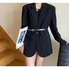 Black Suit Jacket for Women with Unique Korean Design Chic Loose Casual Slimming Autumn Spring Small Suit Top