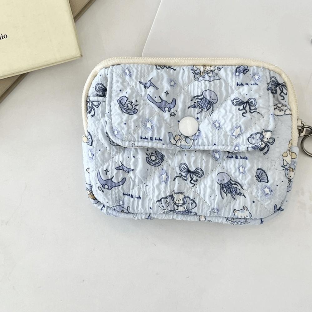 Мини-кошелек на молнии из холста с мультяшным принтом, корейский стиль, милый кошелек для студентов