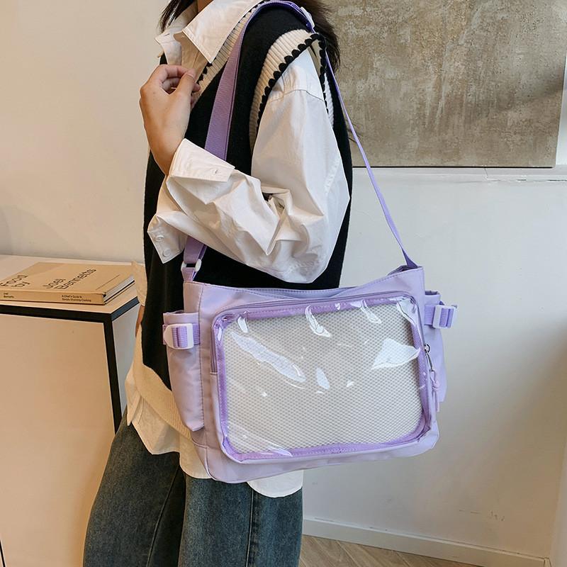 Japanese College Style Large Clear Jelly Bag With Zipper For Casual Travel