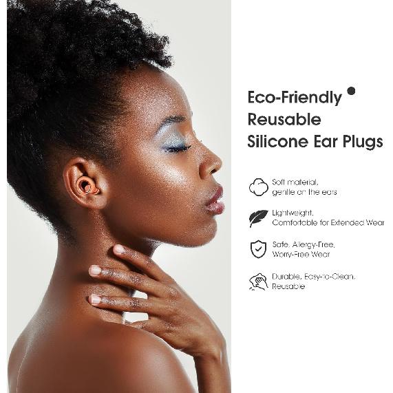 45dB Ear Plugs for Sleeping Noise Cancelling, Soft Ear Plugs for Concert, Reusable Ear Plugs for Noise Reduction with 8 Ear Tips, Silicone Hearing