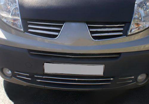 Накладки на решетку бампера 2007-2015 (6 шт, нерж) для Renault Trafic