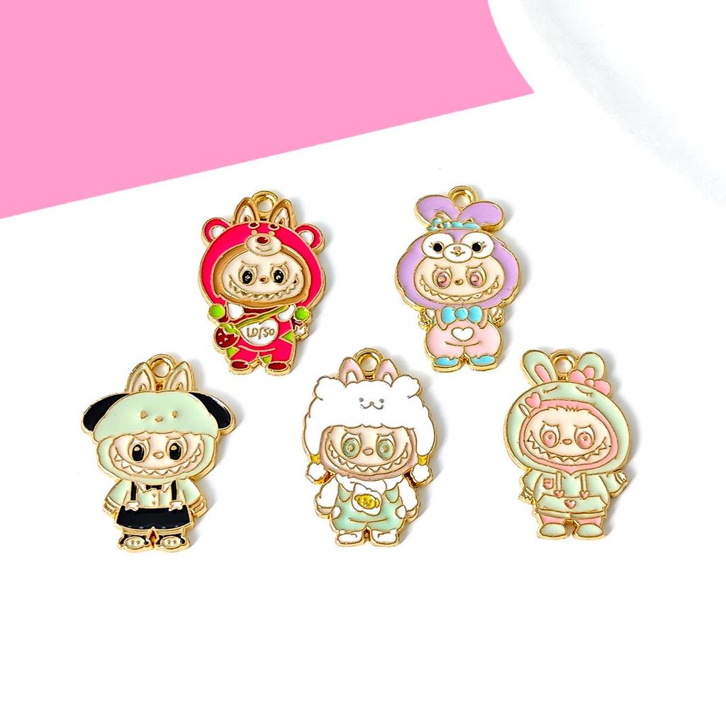 Мультяшный кулон Лабубу из сплава: Сделай сам брелок, ожерелье, подвеска для мобильного телефона