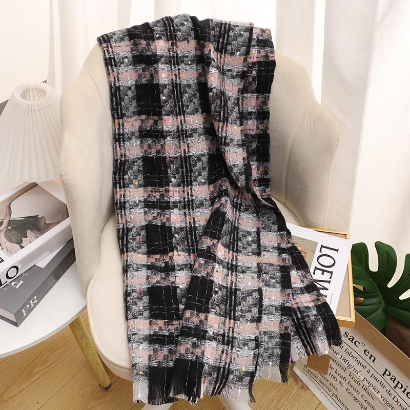 Designer Plaid Knitted Cahmere Scarf Women Shawls And Wraps Female Pashmina Bufanda Lady Thick Warm Winter Blanket Stoles