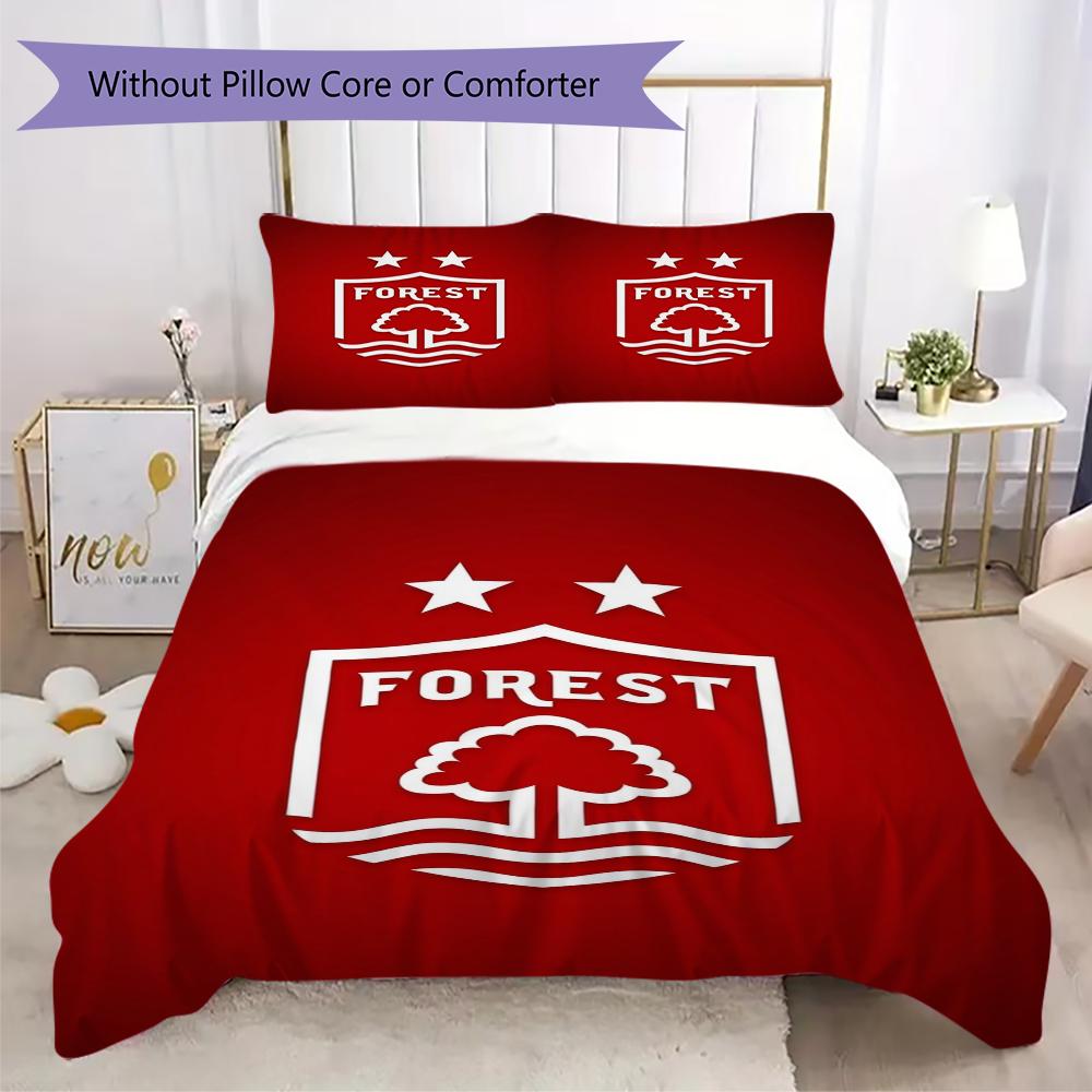 Nottingham Forest FC Pattern Bedding uilt Set uilt Cover Pillowcase Home Decoration Birthday Gift (1 * duvet cover + 2 * pillowcase without core)