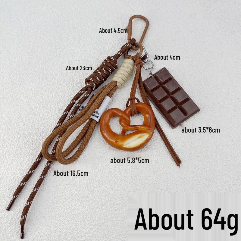 INS-Style Miu Series Alkaline Water Bread Bag - Cute Chocolate Pendant Jewelry Keychain