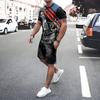 Комплект из футболки с принтом американского флага с коротким рукавом и шорт Повседневный мужской комплект из 2 предметов Футболка с сетчатой вставкой, быстросохнущая, дышащая