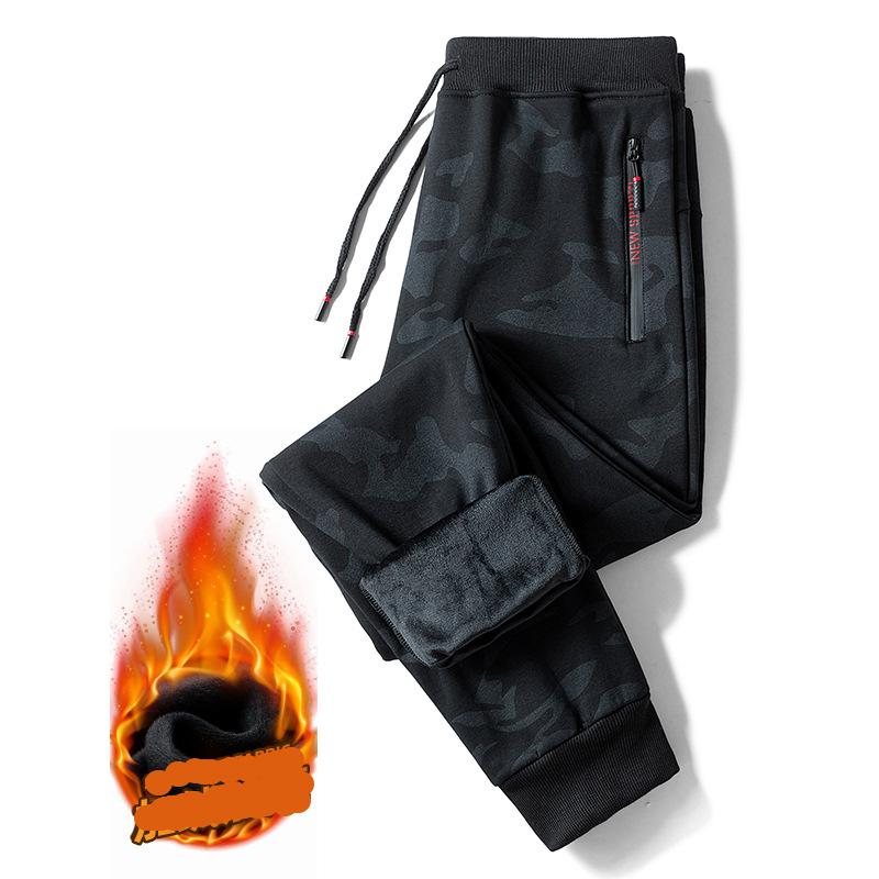 Камуфляжные брюки из чистого хлопка для мужчин, весенние и осенние свободные леггинсы, спортивные штаны для мужчин, зимние плюшевые повседневные брюки