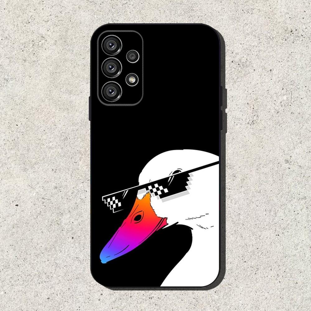 Смешной мем D-DucK Гусь Чехол для телефона Для Samsung S25,S24,S21,S22,S23,S30,Ultra,S20,Plus,Fe,Lite,Note,10,9,5G Черный Чехол