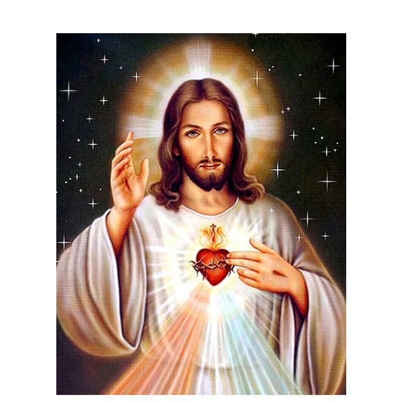 5D Diy Алмазная вышивка Иисус Rhinestone Kit Алмазная картина Религиозные фигурки Мозаика Подарок ручной работы 40*50 см