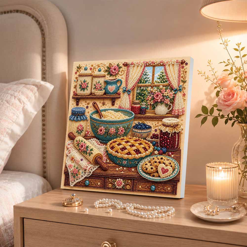 5D DIY Pearl Painting Set Pearl Art Embroidery Kitchen Baking Pie Home Decoration Gift
