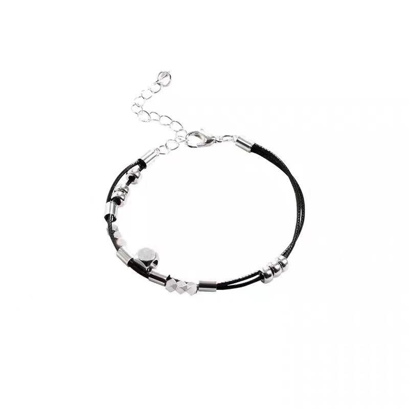 Unique Geometric Silver Square Leather Bracelet For Men And Women 2024 Summer