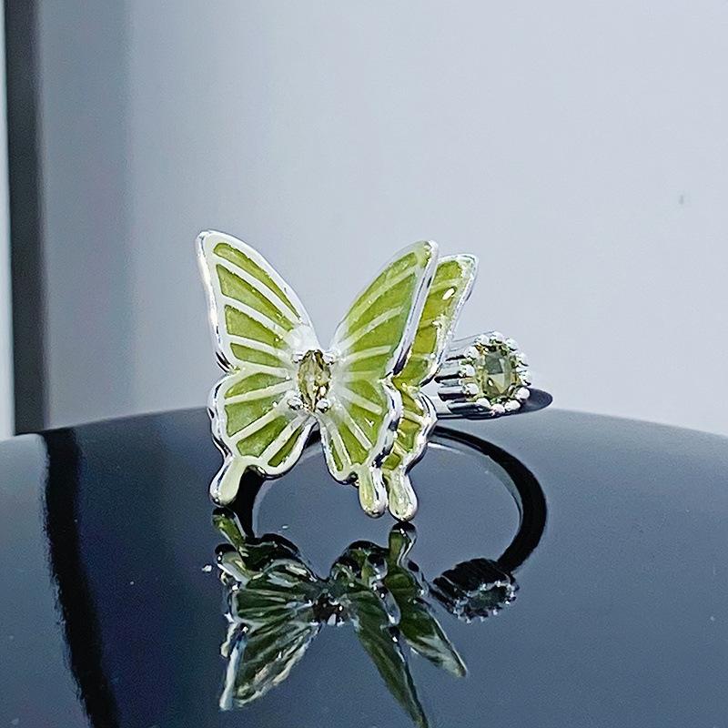 Sweet And Cool Colored Treasure Pink Zir*****Pen Ring Bright Light Luxury High Sense Niche Exquisite Girl Heart Ring