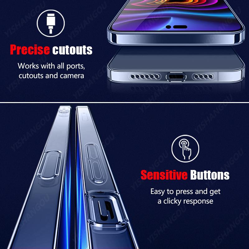 Ультратонкий прозрачный жесткий чехол из ПК для iPhone 15 14 13 12 16 Pro Max 11 кристально чистый тонкий противоударный бампер для телефона