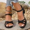 Женские сандалии, новые модные летние туфли для женщин, открытые сандалии с круглым носком и мелким носком, повседневные сандалии на толстом каблуке, большие женские сандалии