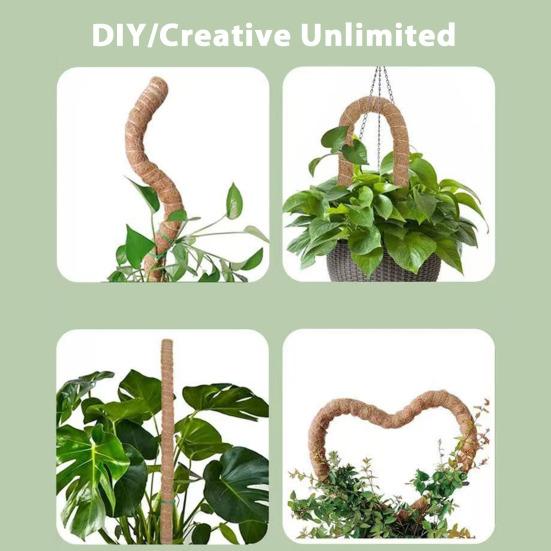 Moss Pole Kit Vertical Monstera Plant Support Coconut Fiber Support Pole Bendable Plant Stakes for Indoor Climbing Plants Home Gardening