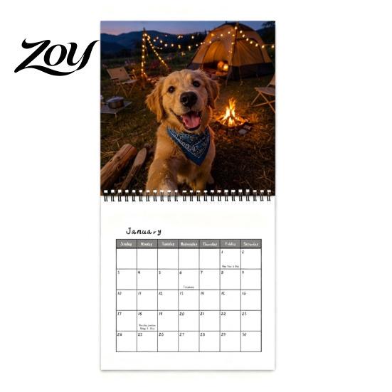 Planning Calendar for Dog Owners 2027 Adventure Wall Calendar, 12-Month Cute Puppy Photography Planner with Monthly Spiral Binding, Thick Paper Daily