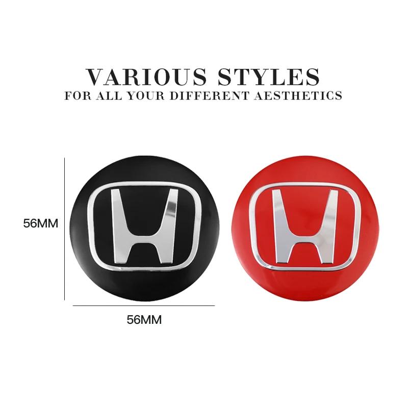 TR1-56MM 4Pcs Car Emblem Wheel Hub Center Cap Sticker Rim Badge Cover For Honda Stepwgn Prelude Odyssey Vezel FIT CRV CRZ CRX Accord