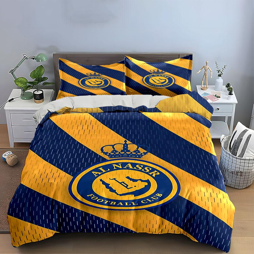 Al Nassr Football Club Bedding Set Bedding Duvet Cover Set Duvet Cover Pillowcases (1 * Duvet Cover 2 * Pillowcases, without duvet insert)