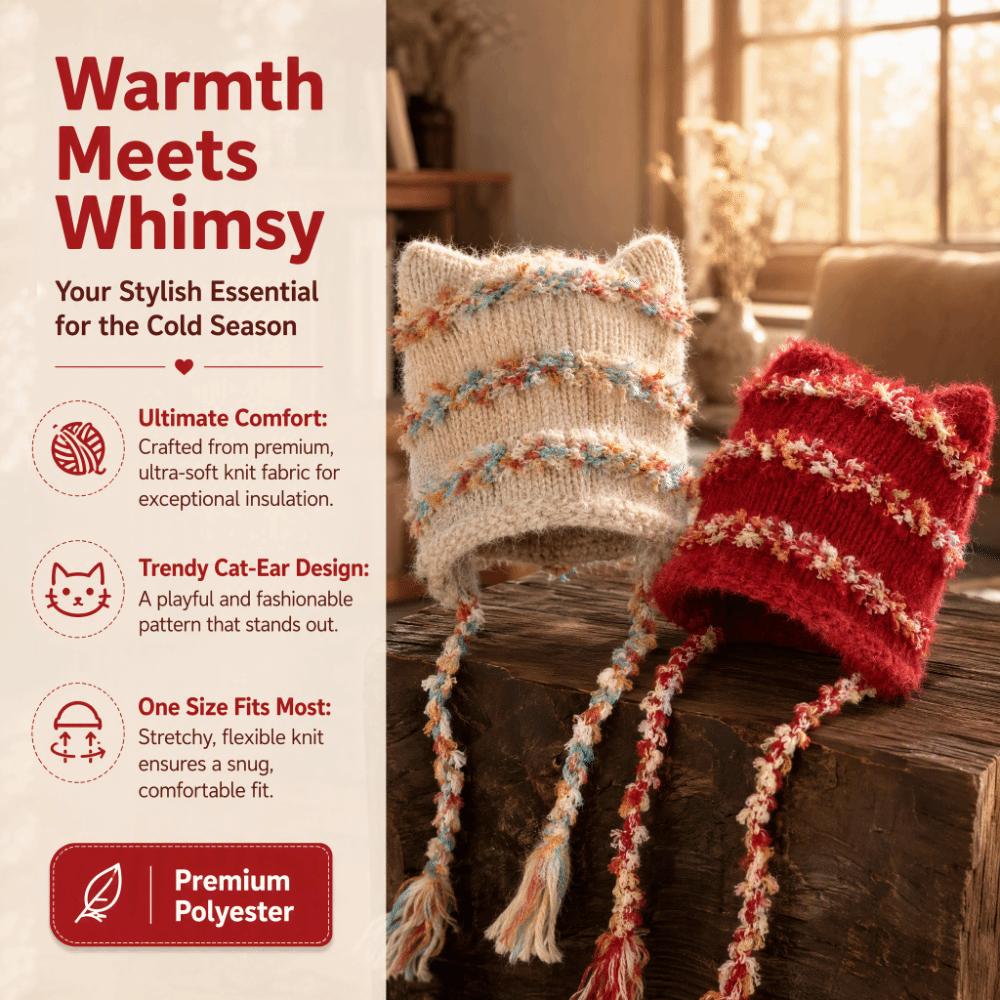 Warm Winter Hat Ear Protection Beanie Hats Cute Knitted Cap Winter