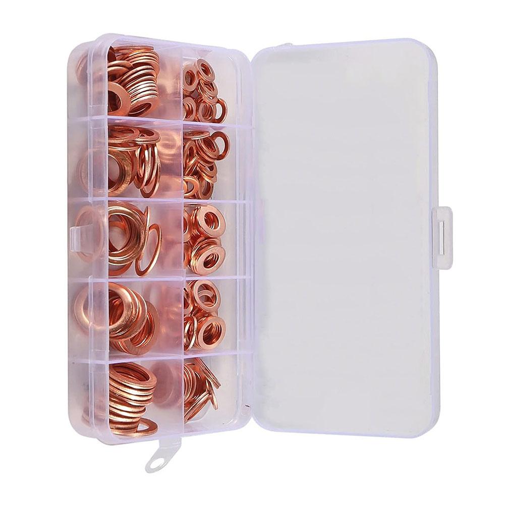 Медная шайба Плоское кольцо Уплотнительная прокладка Набор Термостойкость Высокая твердость