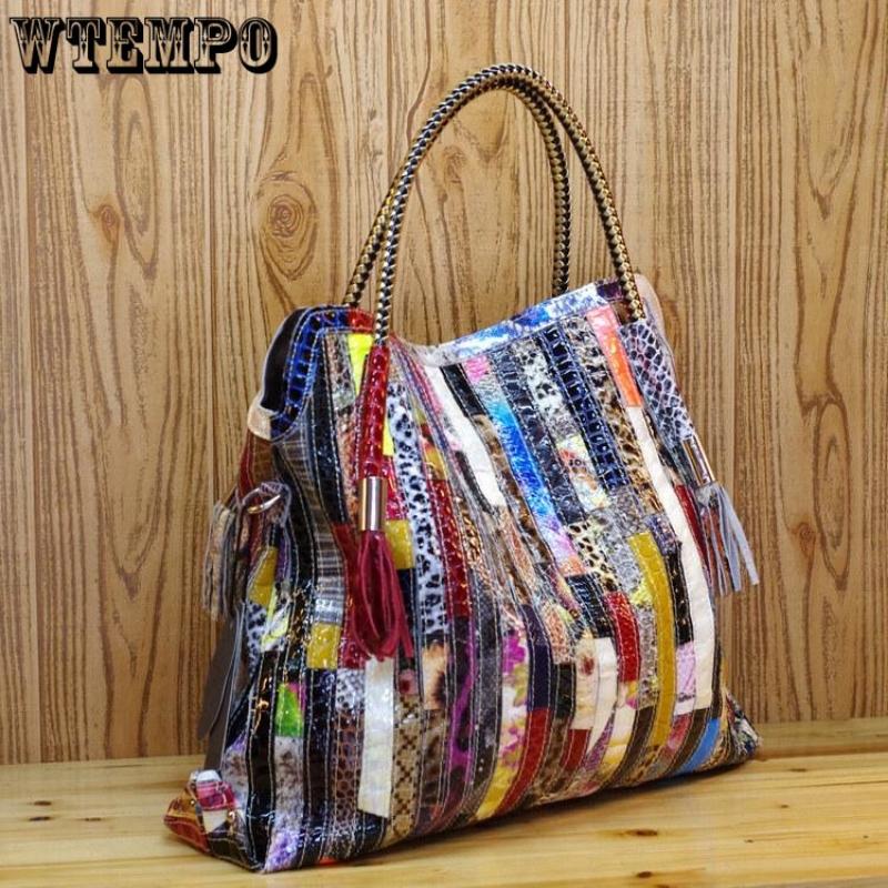 WTEMPO Высокое качество, сумки из натуральной кожи в стиле ретро, ​​модная змеевидная сумка, женские сумки на плечо большой вместимости, сумка-мессенджер