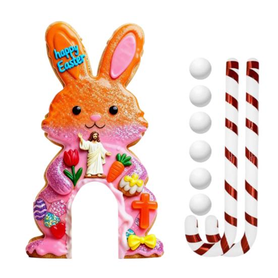 Набор для игры в пасхальный гольф Мини-трасса с кроликом, клюшка в виде леденца и мячи Забавная игра для вечеринки в помещении и на улице для детей, взрослых, семейное собрание, декор комнаты