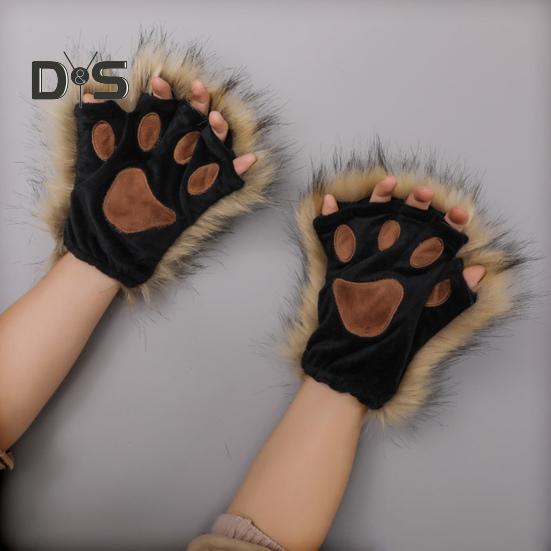 1 пара зимних перчаток, волчьи лапы, лисьи когти, варежки, приятные для кожи, термоизоляционные перчатки, костюм для косплея на вечеринку