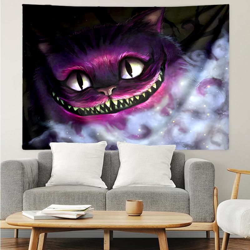 1PC wonderland Smile Cat K-pop music group Tapestry Accessories for Bedroom,Livingroom, dormitory Room Wall Decor Fan Birthday Gifts