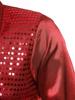 Mens Sequined Dance Latin Shirt Turndown Collar Long Sleeve Stage Costume Sparkly Jazz Performance Top