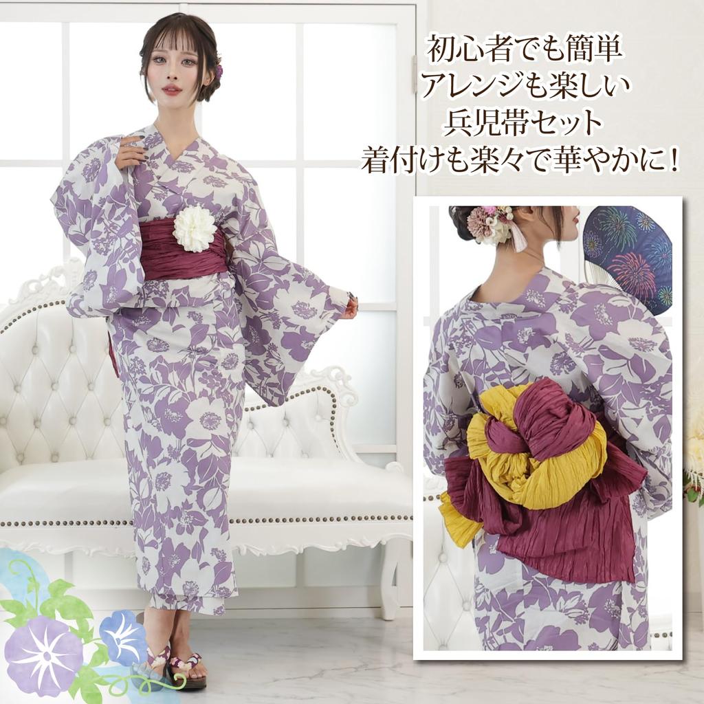 Юката легкие японские стринги Heiko Geta один размер подходит большинству [RAVIR] женский комплект из 3 предметов, мимолетность, пропавший, фиолетовый, анемон, одежда, пушистый, оби,