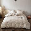 Advanced retro floral lazy style cotton linen embroidery four piece set - one acre flower field