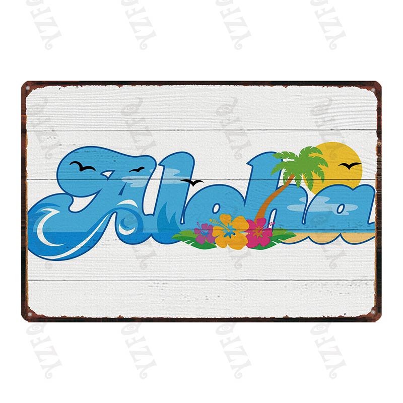 Aloha  Vintage Tin Sign Metal Plates For Wall Art Retro Home Living Room Decor Poster 30X20CM DU-4007A
