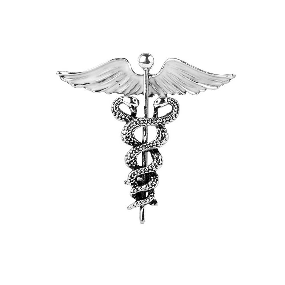 Retro Luxury Rod Badge Angel Wings Caduceus Collar Clothing Jewelry Brooch Pins Corsage Accessories