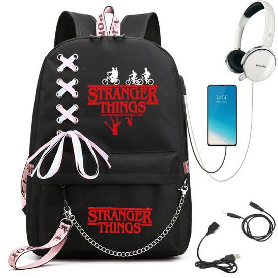 Светящийся USB-зарядный рюкзак Stranger Things для студентов