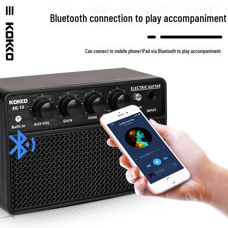 KOKKO KG-10 Портативная электрогитара с Bluetooth, маленькая, перезаряжаемая для использования на открытом воздухе