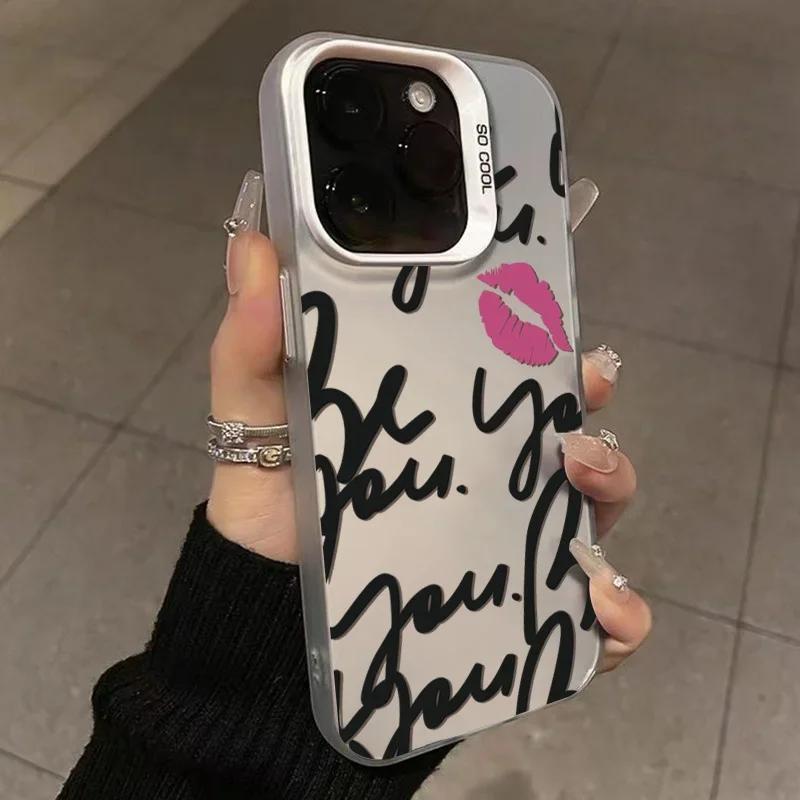 Чехол для телефона с надписью «English Letter Lips Label» для iPhone 16 15 Pro Max 14 13 12 11 Pro XR XS 7 8 16 Plus SE2, противоударный чехол