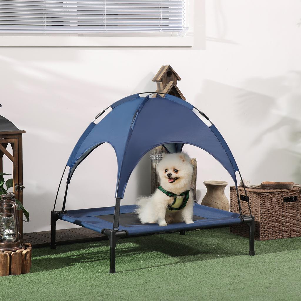 Pet Bed with Canopy, Dog Bed, Foldable, Weather-Resistant, Blue
