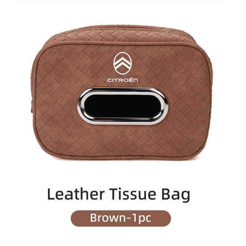 WKZA3 PU Leather Plaid Pattern Tissue Bag for Citroen C4 C3 C5 C1 C2 Berlingo Celysee Cactus Picasso Aircross Saxo Grand Car Accessory