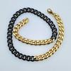 Новая двойная хип-хоп цепочка из нержавеющей стали 316L, 18-каратного золота и черного цвета, Ювелирные изделия