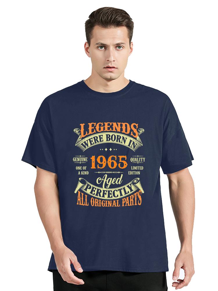 Funny Vintage Legends Born In 1965 Old T-Shirts Cotton T-Shirt Men's Clothing Cotton Tshirt Unisex Tops Tees