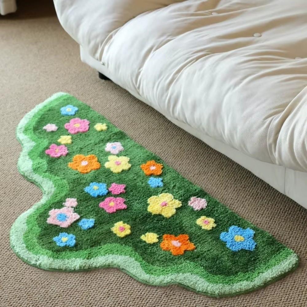 Non Slip Imitation Cashmere Carpet Irregular Bedside Carpet Decorative Floor Mats Kitchen