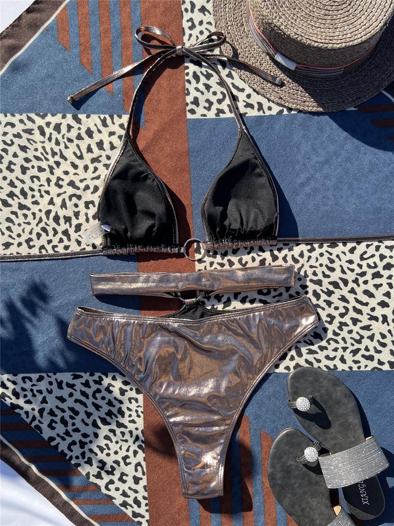 High Waist Bikini Push Up Womens Swimwear Sexy Bikinis Set Sparkling Beachwear Swimming Suit Female Swimsuit